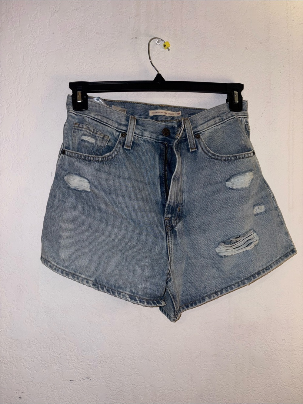 Light Wash Distressed High-Rise Denim Shorts